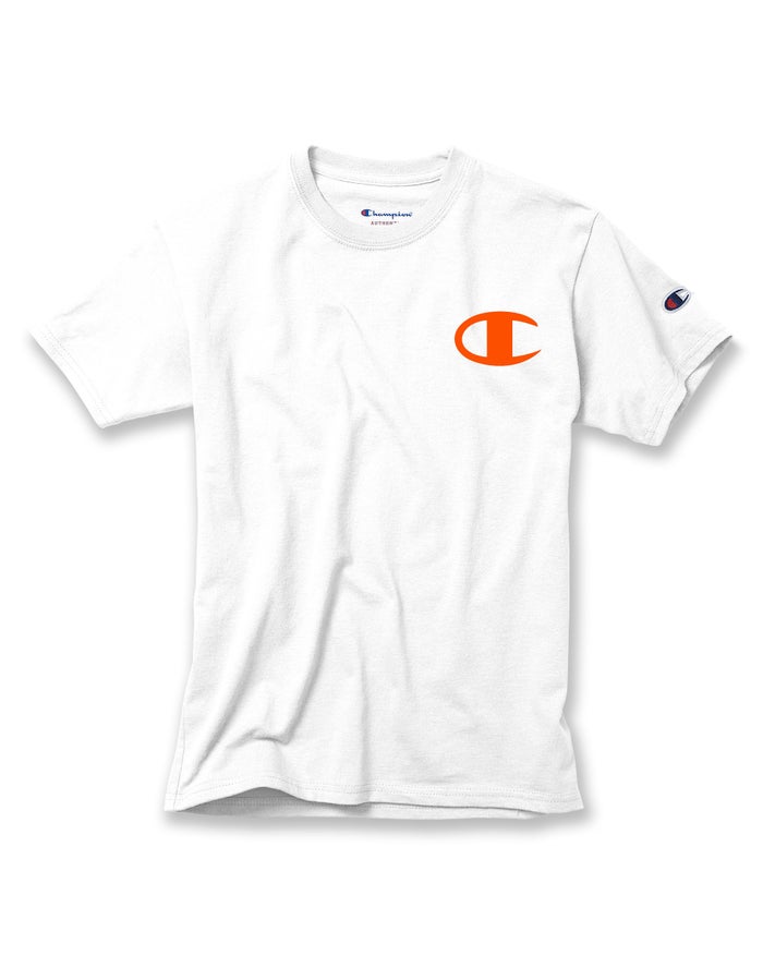 Champion Cotton Logo Pieces - Hvite T-Skjorte Gutt - Norge 971RWUYES